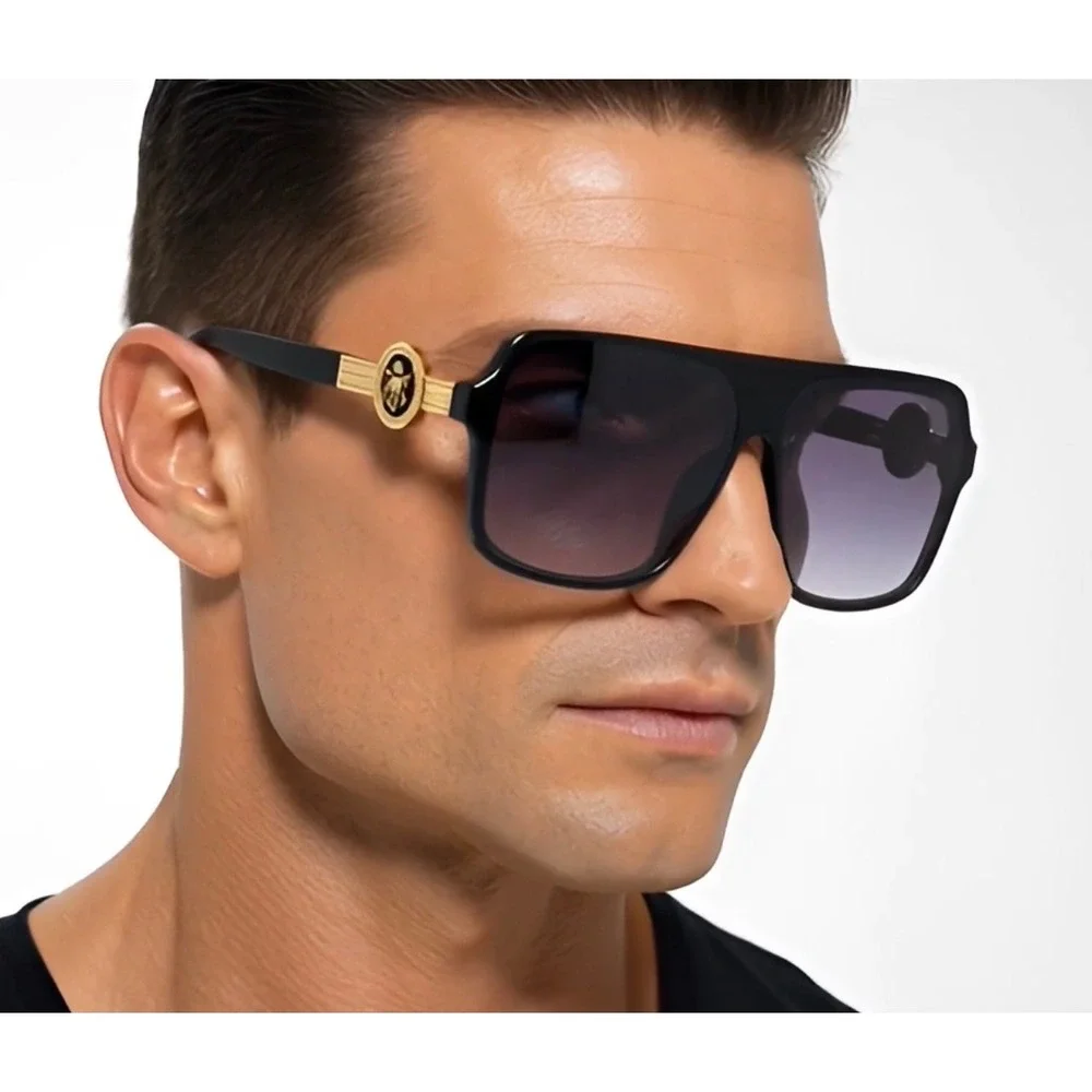 Mens Oversized Rectangular Classic‎ Fancy Shades Outdoor Sun Protection Lentes